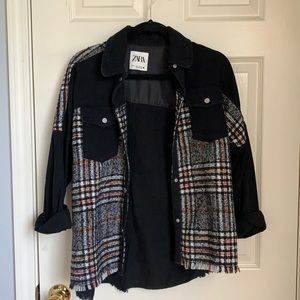 Zara tweet and denim ‘shacket’ over shirt. Excellent condition, like new.